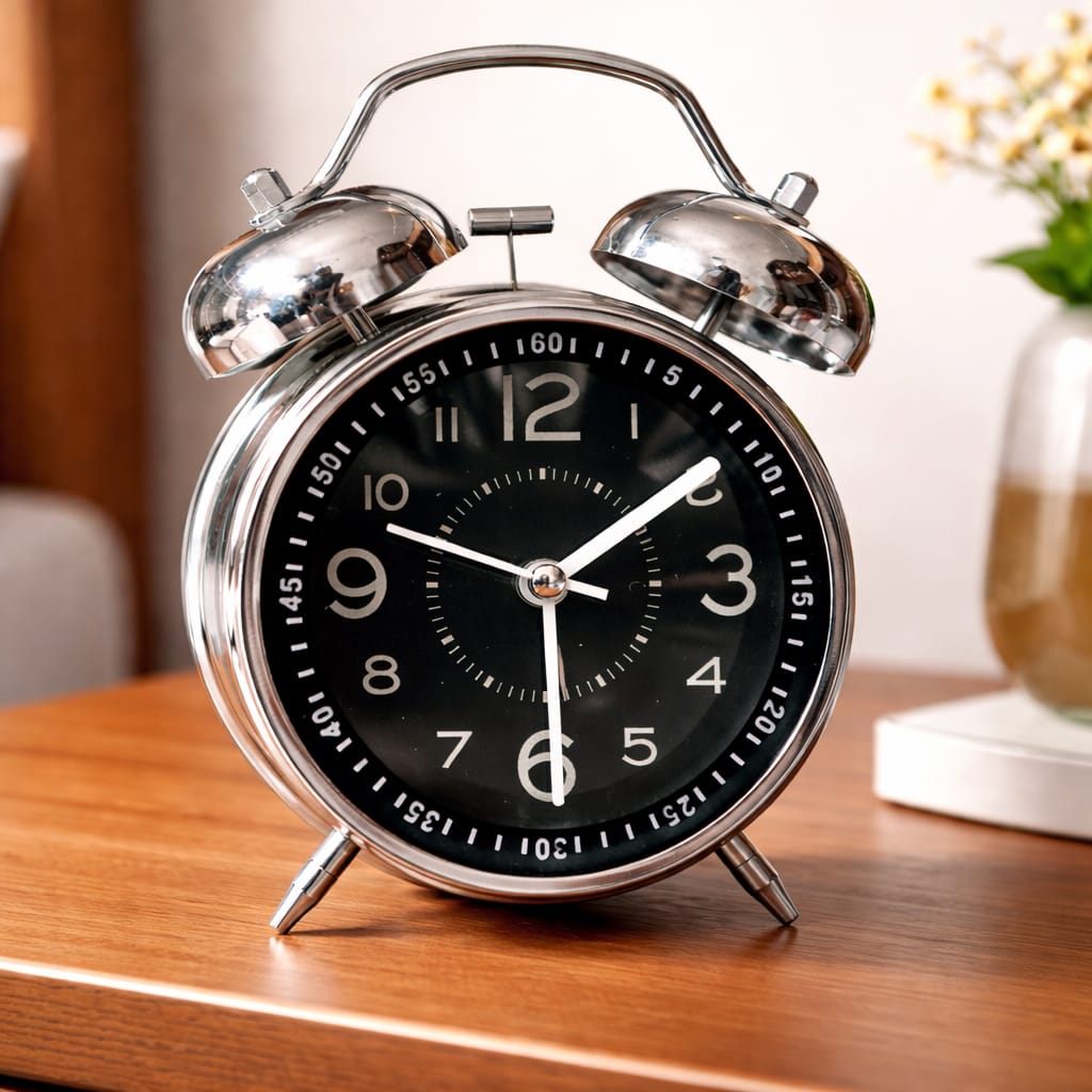 bell alarm clock (silver and black color)