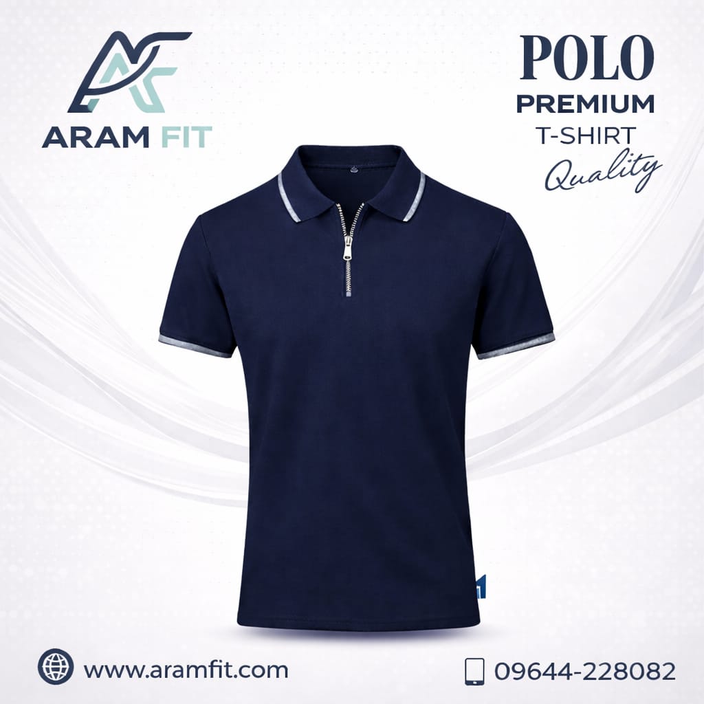 premium button polo t shirt (blue color)