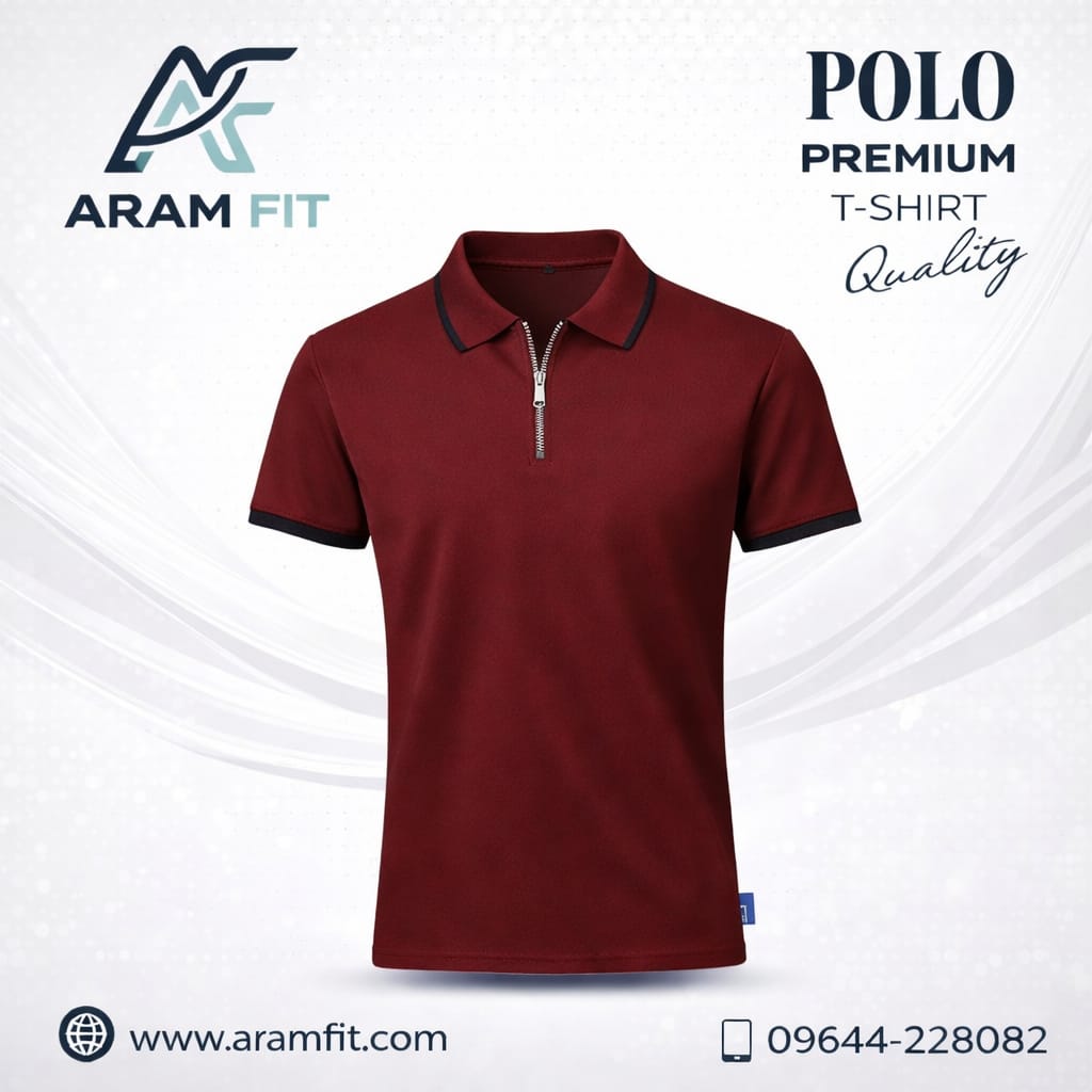 premium button polo t shirt (blue color)