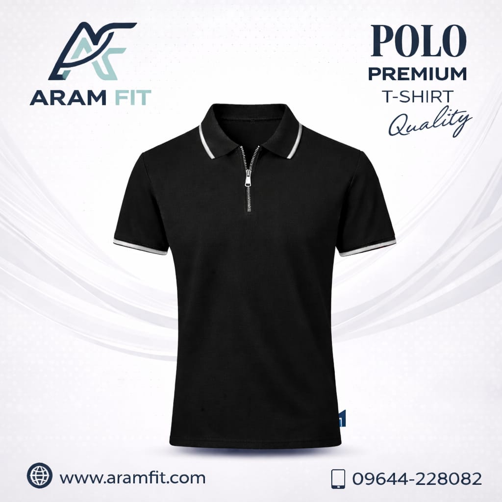 premium button polo t shirt (blue color)